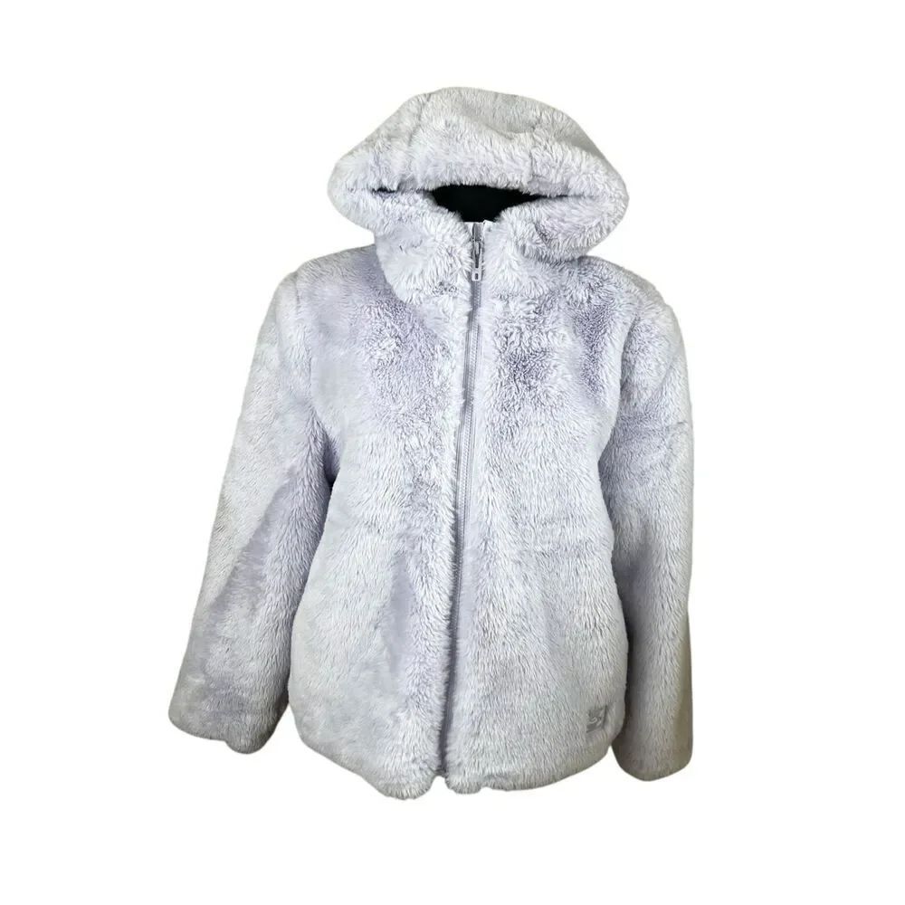 Under Armour Girls youth Xl lavender lilac cozy fleece fur zip up hoodie jacket
